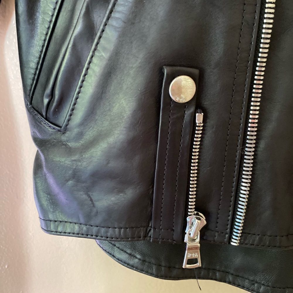 $1395 RtA Black Leather Moto Jacket Saige Biker FWRD Designer Motorcycle Sz XS - Picture 6 of 16